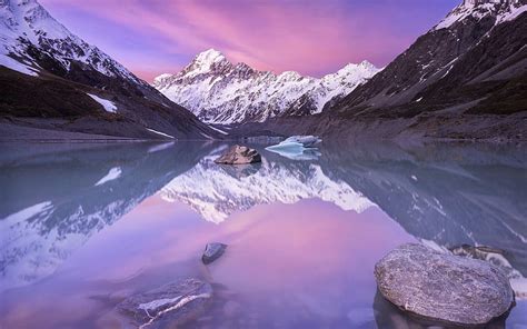 2024 New Zealand Sunset Mountain Lake Lake Mountain Landscape Mount