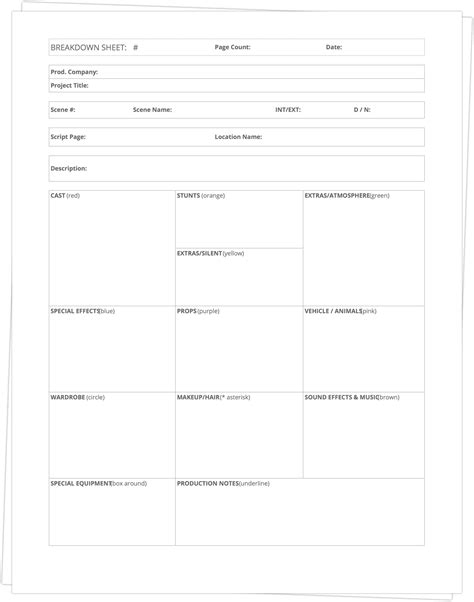 Download Free Script Breakdown Sheet Template