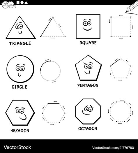 Draw Basic Geometric Shapes Color Book Royalty Free Vector