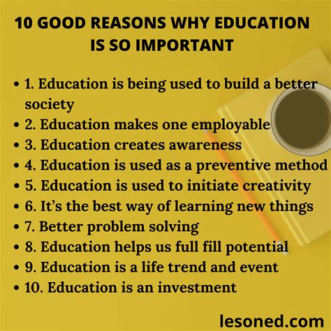 10 Good Reasons Why Education Is So Important Lesoned