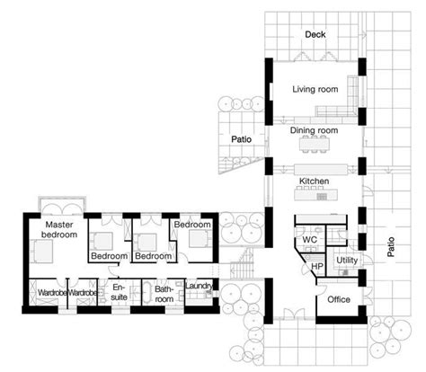 Modern 2500 square foot 3 bedroom 2 12 bath house plan. L-shaped four bedroom open floor plans - Google Search ...