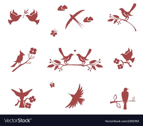 Silhouettes Birds On Branches Royalty Free Vector Image