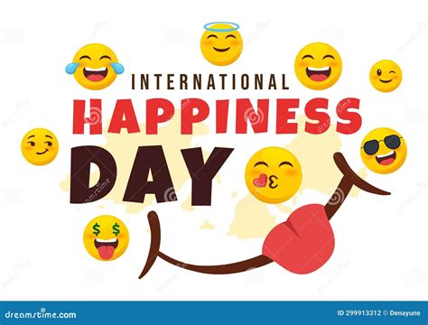 World Happiness Day Celebration Vector Illustration With On 20 March