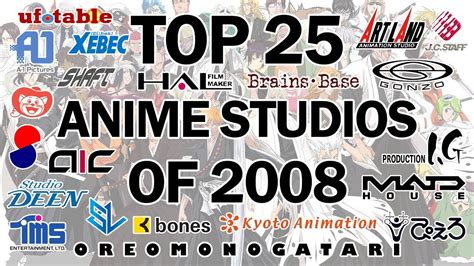 Top 25 Anime Studios Of 2008 Youtube