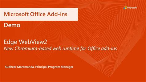 Here are links to information/documentation: Edge WebView2 - New web runtime for Office Add-ins - YouTube