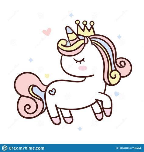 Beautiful Unicorn Girly Pony Cartoon Kawaii Animal Child Character