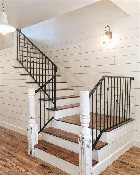 A farmhouse stair railing might not be at the top of your list when refreshing your home, but we think it should be given a higher priority. Gorgeous 80 Modern Farmhouse Staircase Decor Ideas https ...