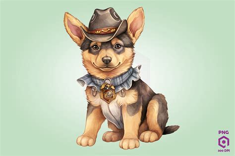 Cowboy German Shepherd Dog Clipart Graphic By Quoteer · Creative Fabrica