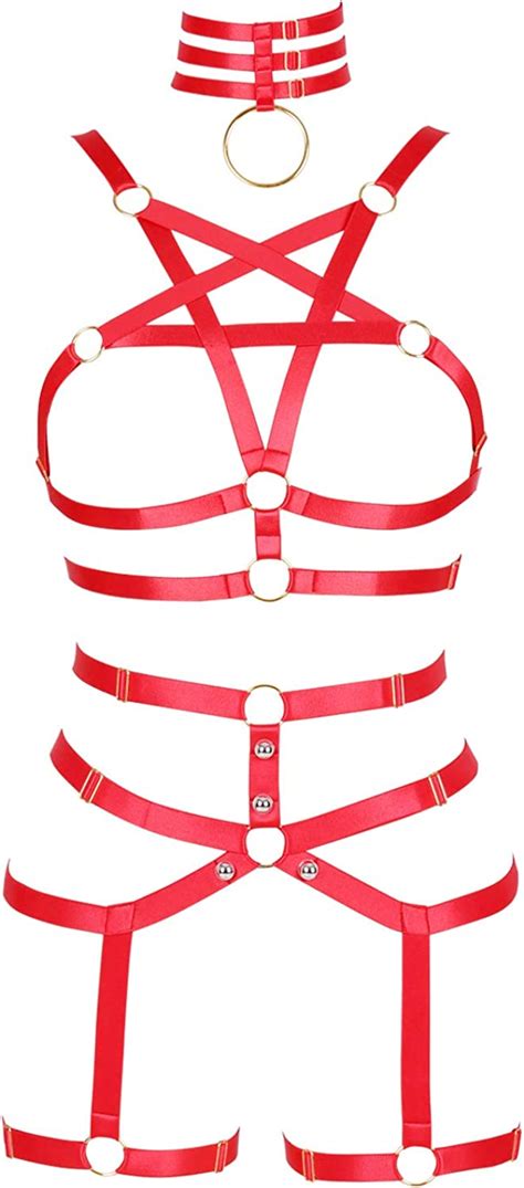 womens body harness punk full cage lingerie strappy hollow bra and leg