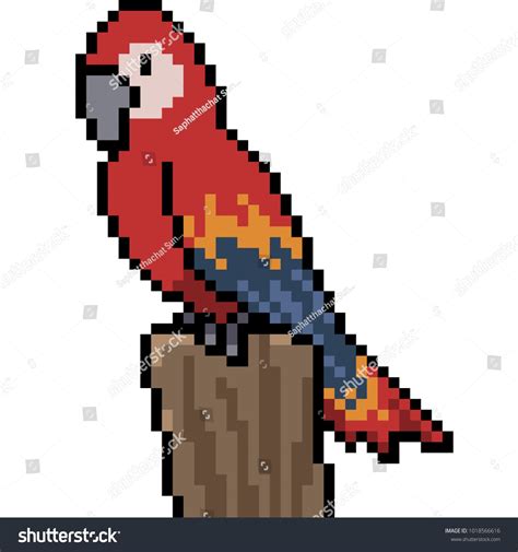 Vector Pixel Art Parrot Isolated Stock Vector Royalty Free 1018566616
