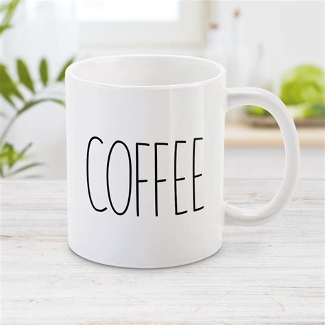 Coffee Coffee Mug Minimalist Word Design 11oz Or 15oz Etsy Mugs