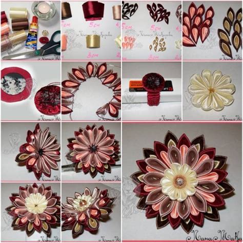 How To Make Multi Layer Ribbon Flower Step By Step Diy