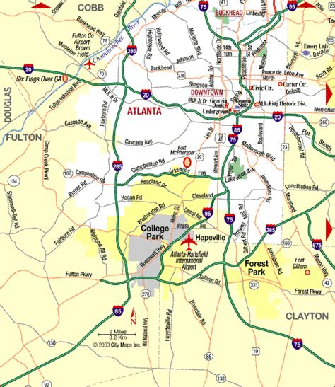 Road Map Of Atlanta Metropolitan Area Highways Atlanta