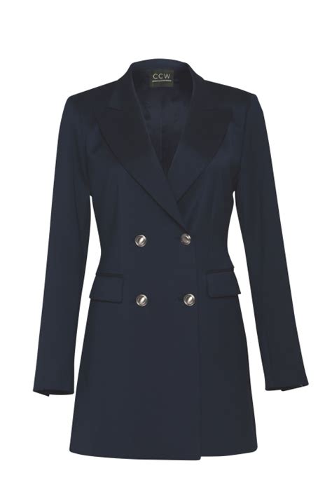 womens navy longline blazer capsule collection wardrobe