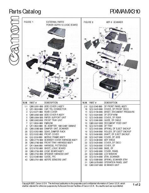 Canon Pixma Mx310 Parts Service Manual Download Schematics Eeprom
