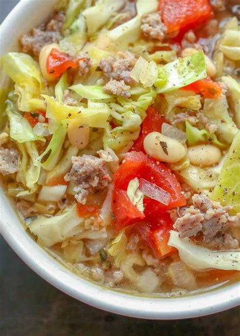 Italian White Bean Cabbage And Sausage Soup Barefeet In The Kitchen