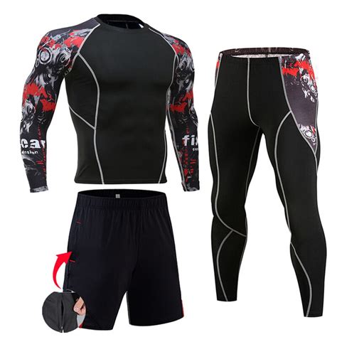 mma compression tracksuit men demix mens sport jogging suit rashgard running set men gym