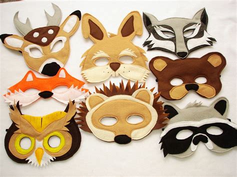 Childrens Woodland Animals Felt Mask Super Combo Of 8 Etsy