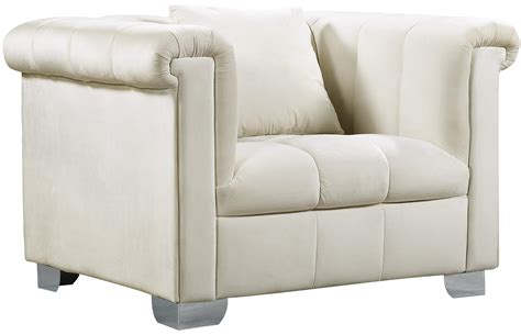 Meridian Furniture 615 Kayla Cream Velvet Tufted Sofa Loveseat And Chair