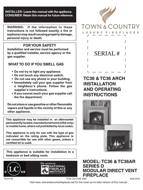 Town And Country Fireplaces Tc36 Instruction Manual Pdf Download Manualslib