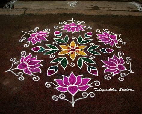 This Is A Dotted Lotus Kolam With 15 8 Interlaced Dots Indian Rangoli