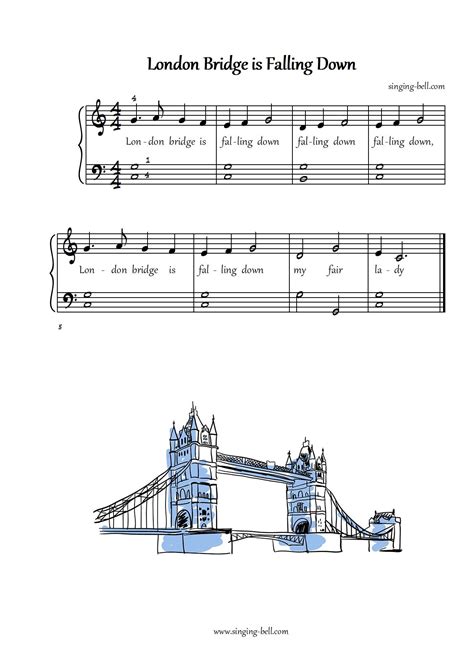 London Bridge Is Falling Down Piano Tutorial Notes Keys