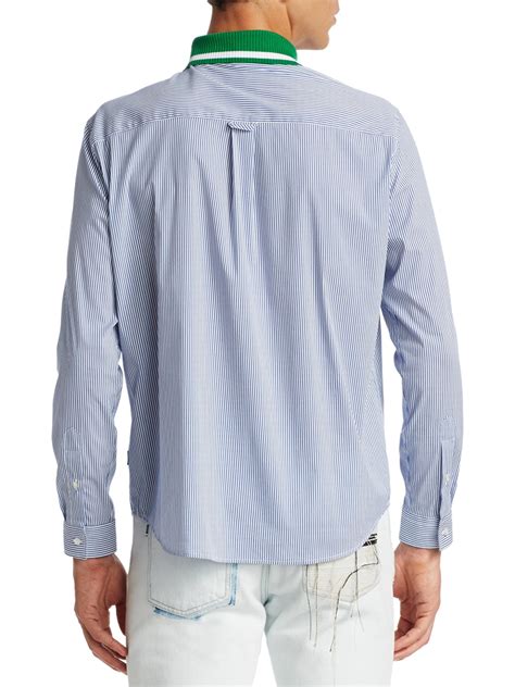 Lyst Msgm Contrast Collar Shirt In Blue For Men