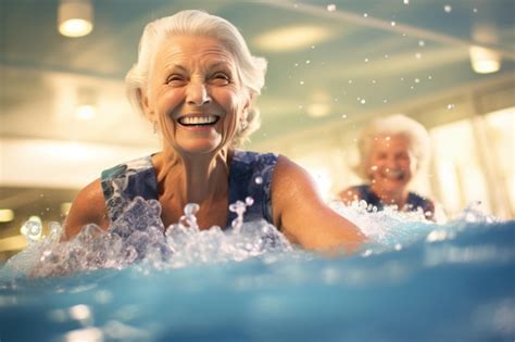 premium ai image older ladies at the pool having a great time