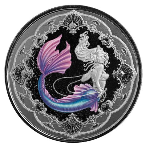 2022 Samoa Pacific Mermaid Princess Of The Seas 1 Oz Silver Color Coin