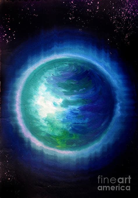 Green Blue Planet With Flashing Atmosphere Painting By Sofia Goldberg