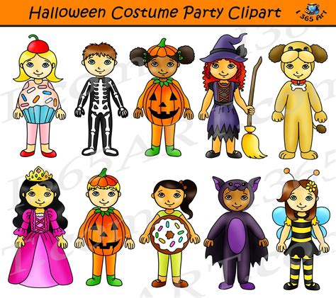 Halloween Costume Party Clipart Set Halloween Kids Graphics By