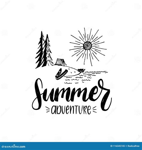 Summer Adventure Poster With Lettering Vector Touristic Label With