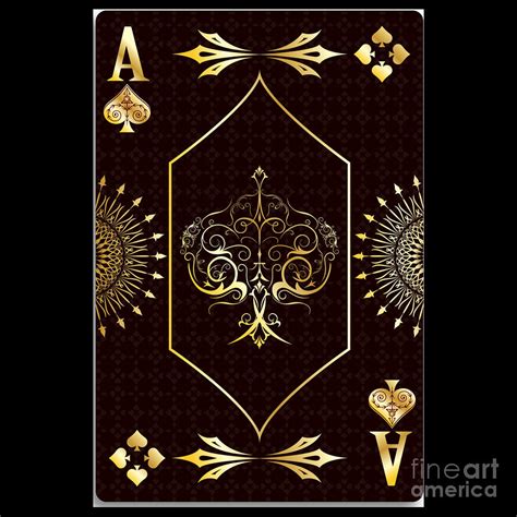 Ace Of Diamonds In Gold On Black Card Digital Art By Jigna Raval Pixels