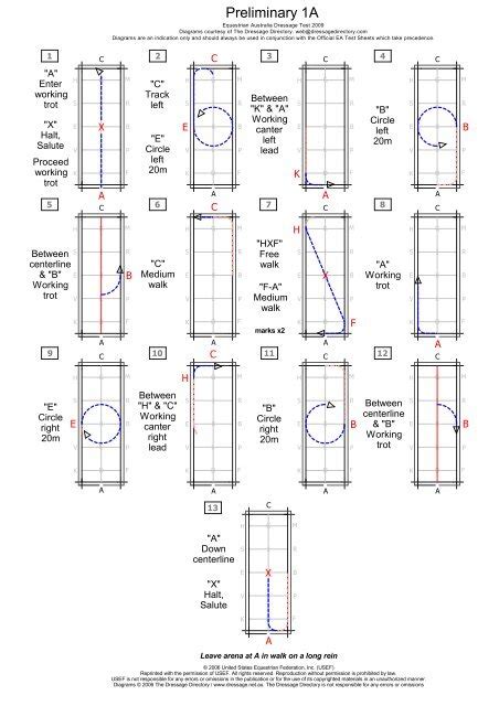 Preliminary 1a Dressage Test Diagram And Caller Sheet