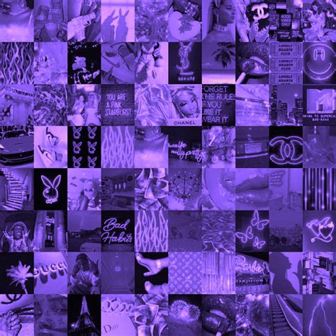 80 Pcs Boujee Purple Photo Collage Kit Purple Aesthetic Baddie Etsy
