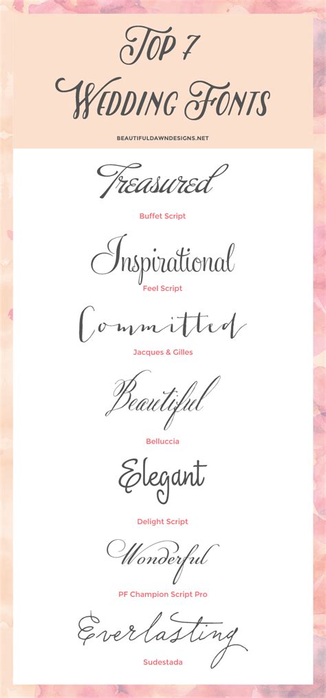 My Top 7 Fonts For Weddings Beautiful Dawn Designs