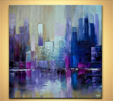 Painting For Sale Purple Blue City Abstract Painting 7567