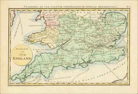 Post Map Of Southern England Postkarte Von Sud England Barry
