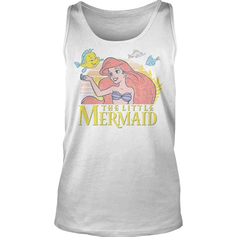 Disney Little Mermaid Ariel Flounder Shirt V Neck Tanktop Ladies T Shirt