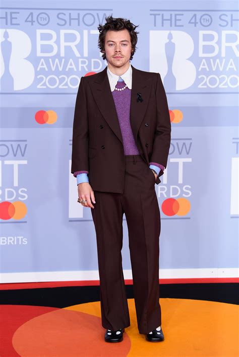Harry Styles On The 2020 Brit Awards Red Carpet Harry Styles Outfit