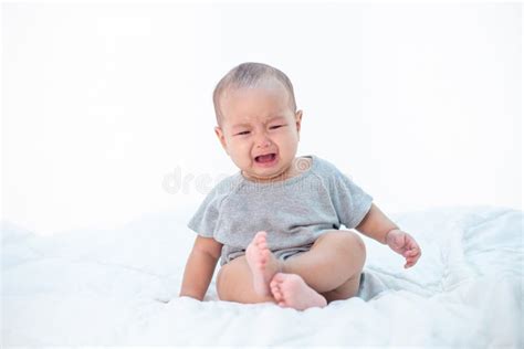 Babies Are Sad On The Bed Stock Photo Image Of Girl 167838302