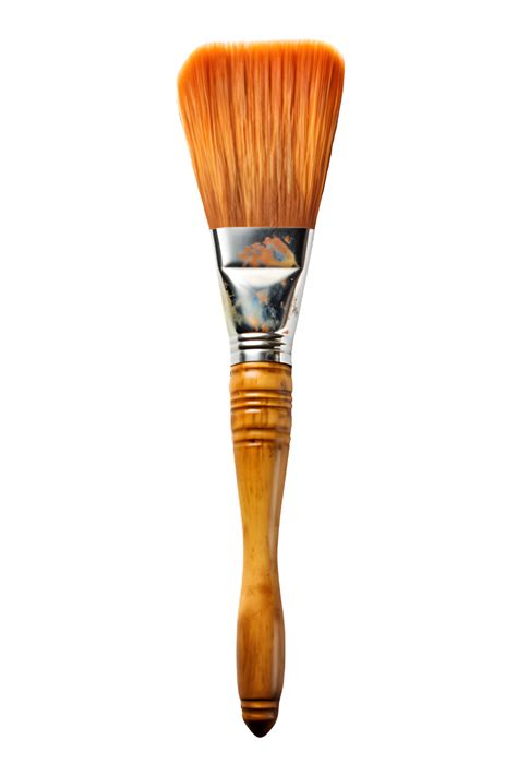 Paint Brush Isolated On Transparent Background Wooden Brush Cut Out