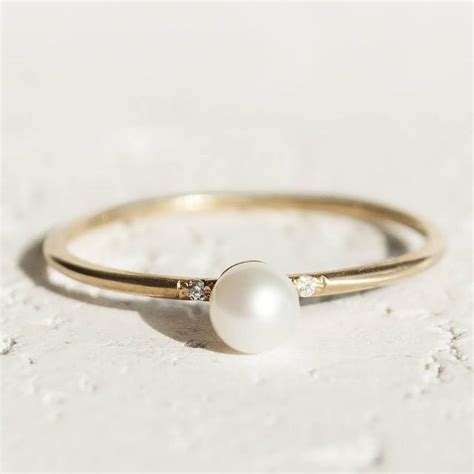 Pearl Engagement Ring Dainty Engagement Ring Pearl Ring Purity Ring