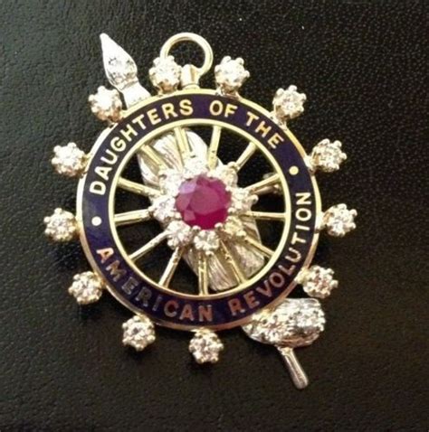 Ruby And Diamond Insignia 14k Gold Dar Pin Daughters Of The American