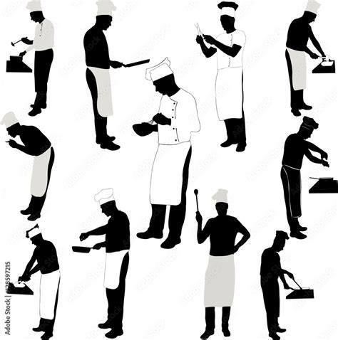 Chef Cook Silhouette Collection Vector Stock 벡터 Adobe Stock