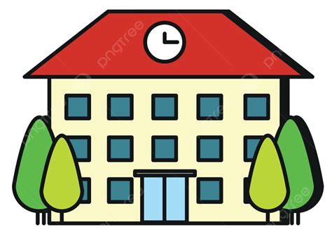 Large Building With Red Roof Clip Illustration School Vector Clip