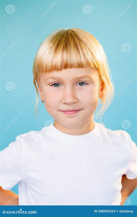 Portrait Of Positive Preteen Girl Hugging Royalty Free Stock