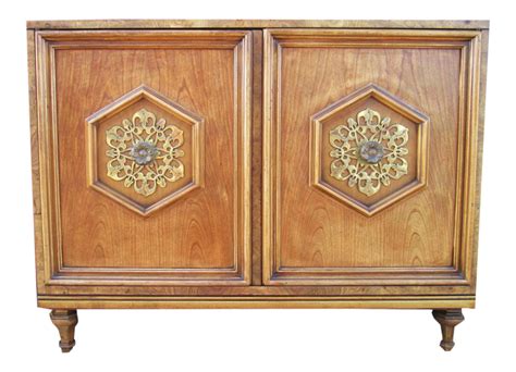 Ornate Burled Wood Hollywood Regency Dresser Cabinet By ...