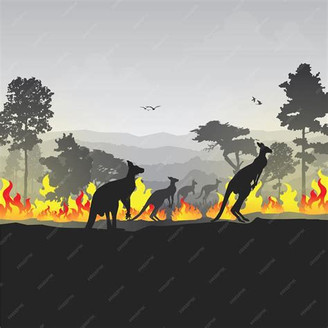 Premium Vector Wildfire Silhouettes Background Forest Fire Vector