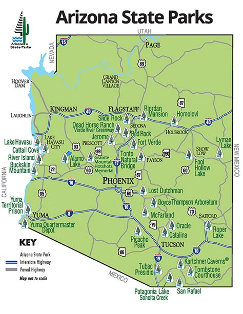 Arizona is noted for its desert climate, exceptionally hot summers and mild winters. Arizona State Parks: Map